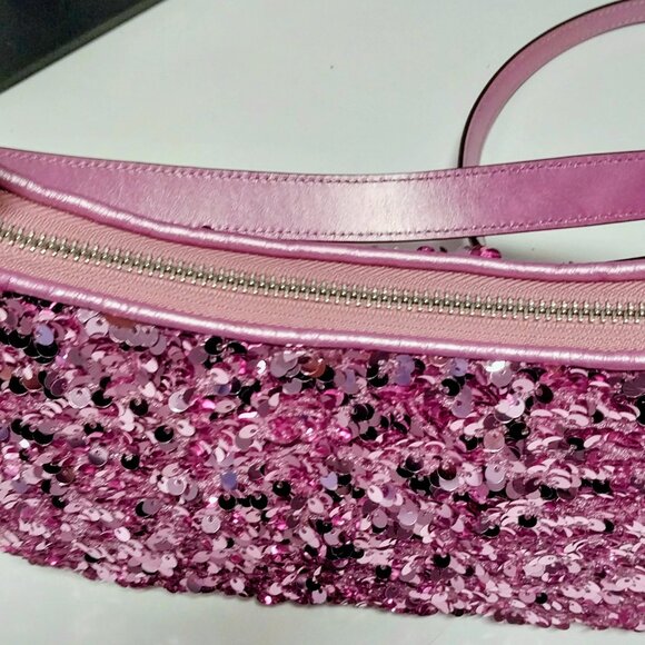 NWT AUTHENTIC Coach Teri Leather Purple Sequined Shoulder Bag - Picture 9 of 12